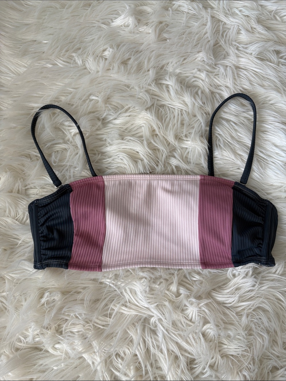 Xhilaration Ribbed Bandeau Bikini Top in Black, Pink, Light Pink